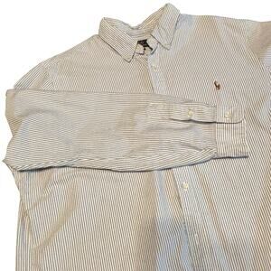 Polo Ralph Lauren XXL Classic Fit Button Down Shirt Blue White Stripe Cotton